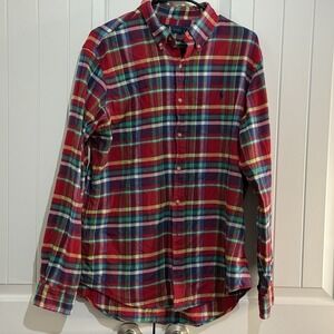 Ralph Lauren Men's‎ Plaid Long Sleeve Sleeve Oxford Shirt Large 100% Cotton